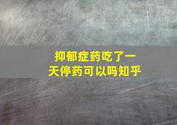 抑郁症药吃了一天停药可以吗知乎