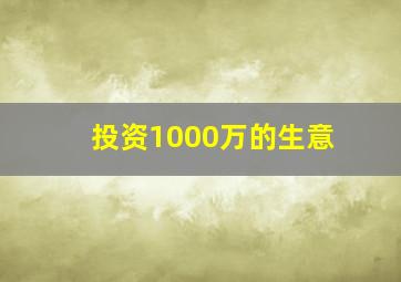 投资1000万的生意