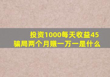 投资1000每天收益45骗局两个月赚一万一是什么