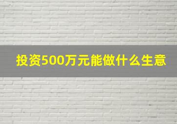 投资500万元能做什么生意