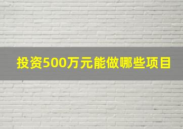 投资500万元能做哪些项目