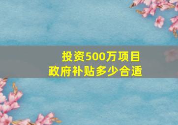 投资500万项目政府补贴多少合适