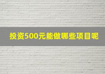 投资500元能做哪些项目呢