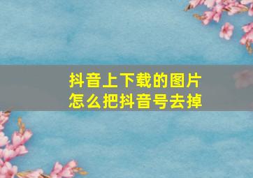 抖音上下载的图片怎么把抖音号去掉