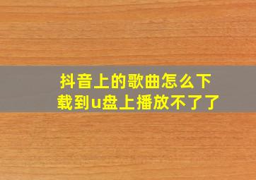 抖音上的歌曲怎么下载到u盘上播放不了了