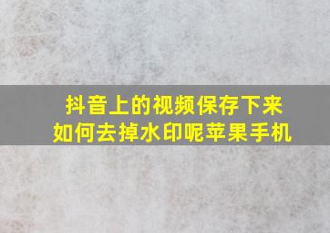 抖音上的视频保存下来如何去掉水印呢苹果手机