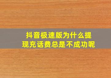 抖音极速版为什么提现充话费总是不成功呢