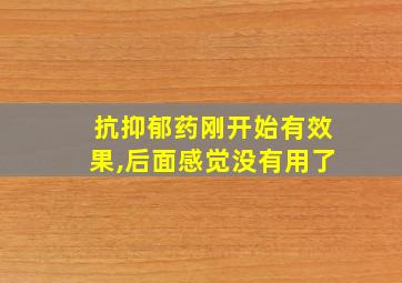 抗抑郁药刚开始有效果,后面感觉没有用了