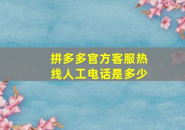 拼多多官方客服热线人工电话是多少