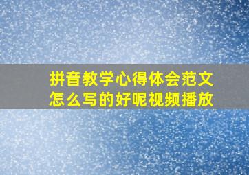 拼音教学心得体会范文怎么写的好呢视频播放