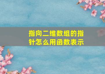 指向二维数组的指针怎么用函数表示