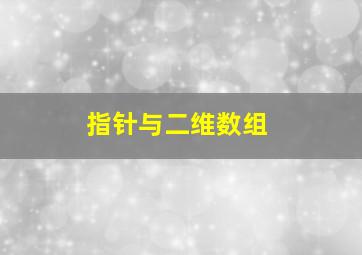 指针与二维数组