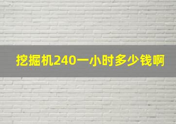 挖掘机240一小时多少钱啊