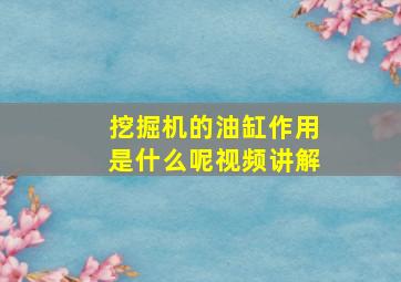 挖掘机的油缸作用是什么呢视频讲解