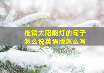 推销太阳能灯的句子怎么说英语版怎么写