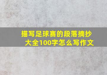 描写足球赛的段落摘抄大全100字怎么写作文