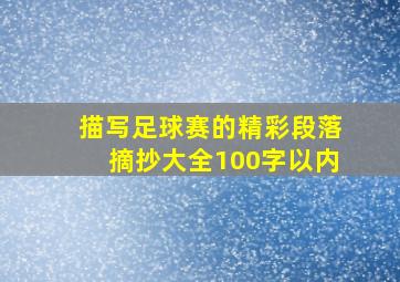 描写足球赛的精彩段落摘抄大全100字以内