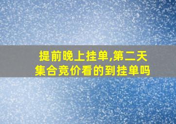 提前晚上挂单,第二天集合竞价看的到挂单吗