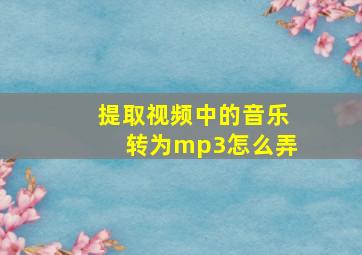 提取视频中的音乐转为mp3怎么弄