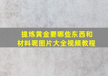 提炼黄金要哪些东西和材料呢图片大全视频教程