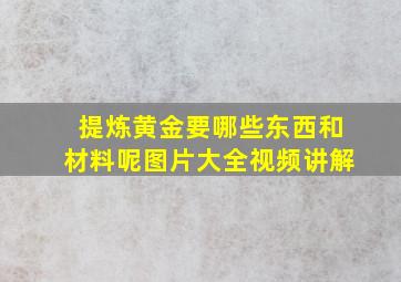 提炼黄金要哪些东西和材料呢图片大全视频讲解