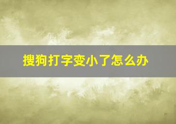 搜狗打字变小了怎么办