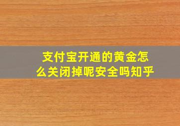 支付宝开通的黄金怎么关闭掉呢安全吗知乎