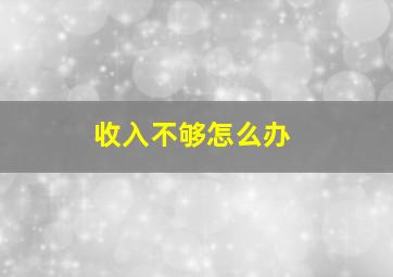 收入不够怎么办