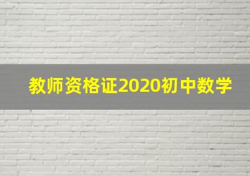 教师资格证2020初中数学