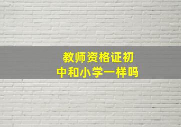 教师资格证初中和小学一样吗