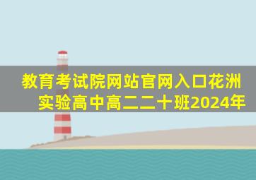 教育考试院网站官网入口花洲实验高中高二二十班2024年