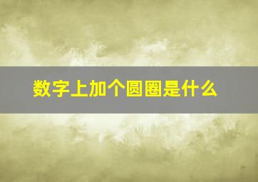 数字上加个圆圈是什么