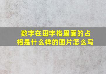 数字在田字格里面的占格是什么样的图片怎么写