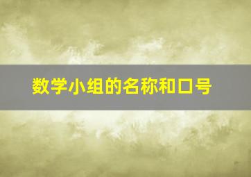 数学小组的名称和口号