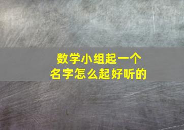 数学小组起一个名字怎么起好听的