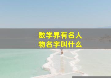 数学界有名人物名字叫什么