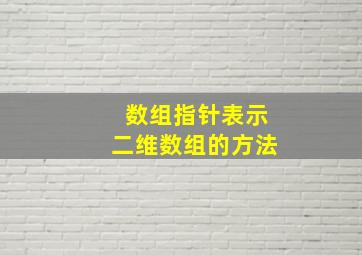 数组指针表示二维数组的方法