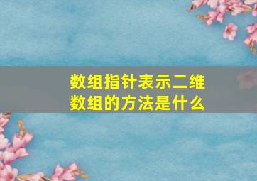 数组指针表示二维数组的方法是什么