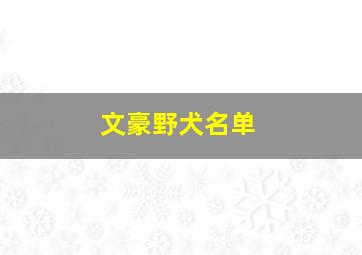 文豪野犬名单