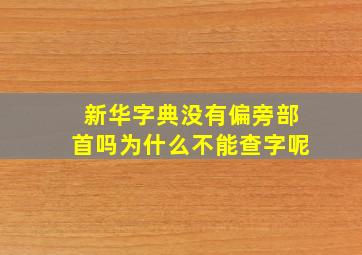 新华字典没有偏旁部首吗为什么不能查字呢