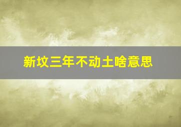 新坟三年不动土啥意思