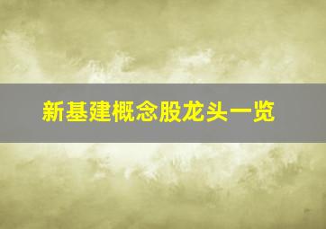 新基建概念股龙头一览