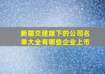 新疆交建旗下的公司名单大全有哪些企业上市