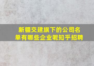 新疆交建旗下的公司名单有哪些企业呢知乎招聘