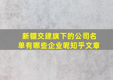 新疆交建旗下的公司名单有哪些企业呢知乎文章