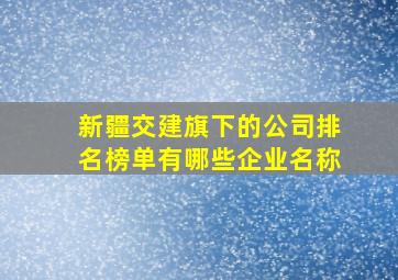 新疆交建旗下的公司排名榜单有哪些企业名称