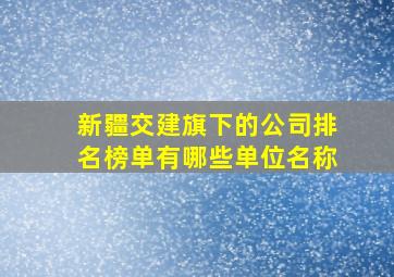 新疆交建旗下的公司排名榜单有哪些单位名称