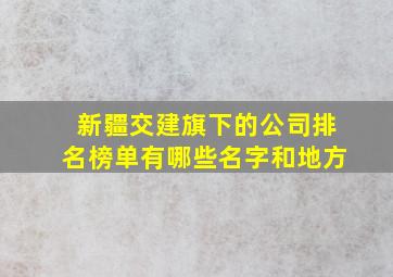 新疆交建旗下的公司排名榜单有哪些名字和地方