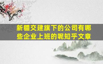 新疆交建旗下的公司有哪些企业上班的呢知乎文章