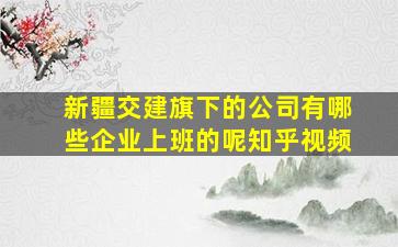 新疆交建旗下的公司有哪些企业上班的呢知乎视频